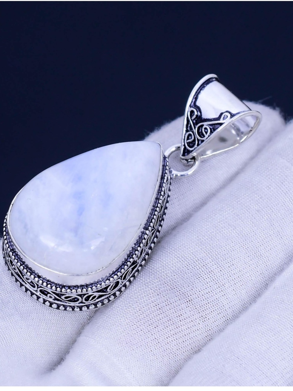 Moonstone Teardrop Pendant sterling silver